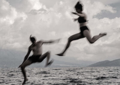 Lake Atitlán private dock experience: Guests take a refreshing jump into the lake after a wood-burning sauna, located near Room Three at Anzan Atitlán.